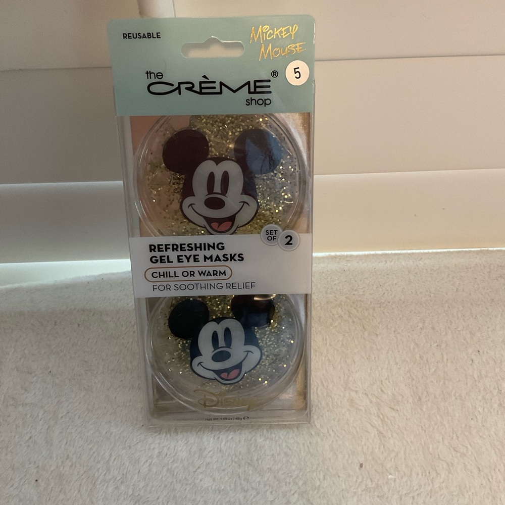 The Crème Shop Gold Glitter Mickey Mouse Reusable Gel Eye Masks - Set of 2